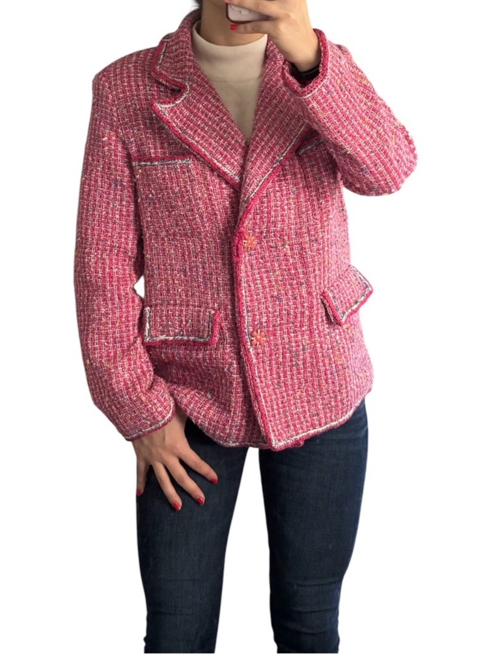 Chanel multicolor tweed loose-fitting blazer